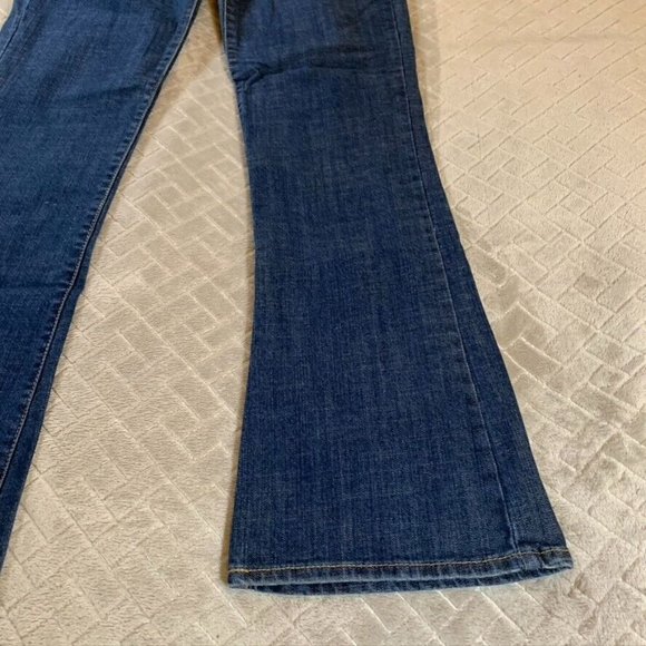 Bitten Womens 4p Denim Jeans Blue Flare Mid Rise Medium Wash Stretch - Picture 4 of 12